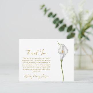 Cartão De Agradecimento Calla Lily Funeral Thank You Card Bereavement 