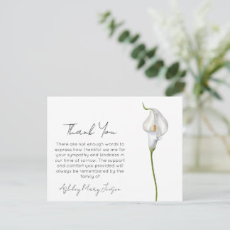 Cartão De Agradecimento Calla Lily Funeral Thank You Card Bereavement 