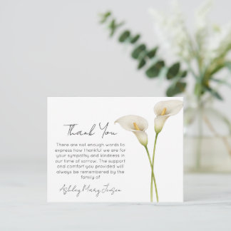 Cartão De Agradecimento Calla Lily Funeral Thank You Card Bereavement 