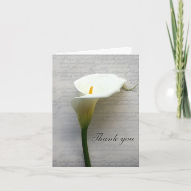 Cartão De Agradecimento Calla lily on old handwriting (Frente)