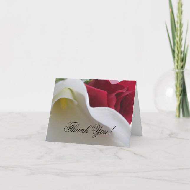 Cartão De Agradecimento Calla Lily/Rose Wedding Thank You Card (Frente)