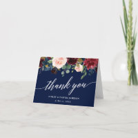 Calliografia Borgonha Floral Casamento Azul Nota