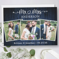 Calliografia Heart Sra. Wedding Blue Wood
