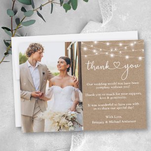 Cartão De Agradecimento Calliografia Luzes do Coração Foto de Casamento Kr