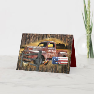 Cartão De Agradecimento Caminhão Vermelho Antiquado Vintage Caminhão Fazen