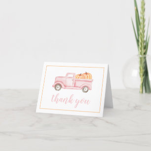 Cartão De Agradecimento Caminhãozinho pastel rosa Little Pumpkin