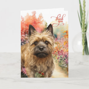 Cartão De Agradecimento Caminho Colorido de Jardim com Cairn Terrier