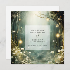 Cartão De Agradecimento Caminho Da Floresta Encantada Do Casamento Verde D