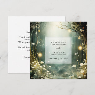 Cartão De Agradecimento Caminho Da Floresta Encantada Do Casamento Verde D