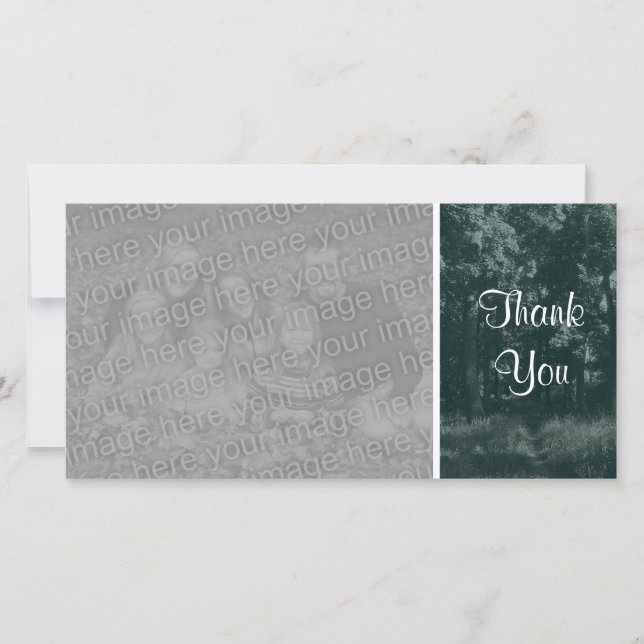 Cartão De Agradecimento Caminho do Woodland - Obrigado - Verde Escuro (Frente)