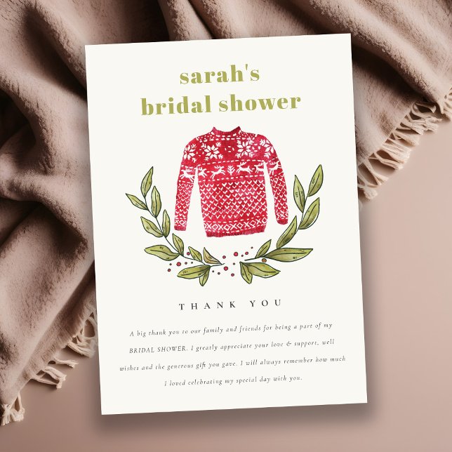 Cartão De Agradecimento Camisa Feia de Natal de Inverno Festa de Noivado (Criador carregado)