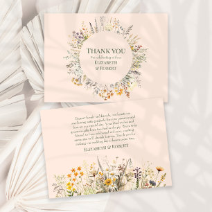 Cartão De Agradecimento Campo de Flores Silvestres com Tons de Pêssego Cas