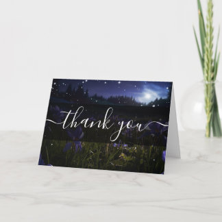 Cartão De Agradecimento Campo de Flores Silvestres Roxas Personalizadas Ob