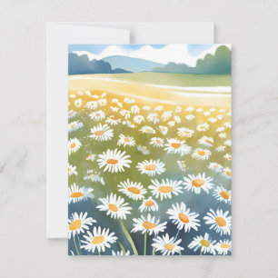 Cartão De Agradecimento Campo de Margaridas   Pintura Floral de Prado de F
