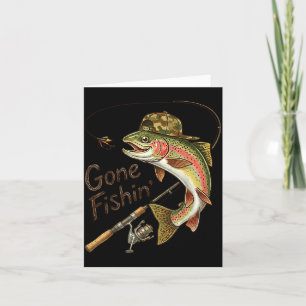 Cartão De Agradecimento Camuflagem de Truta de Pesca Vintage Gone Fishing