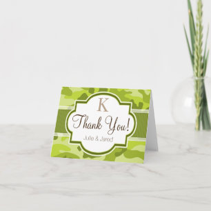 Cartão De Agradecimento Camuflagem Verde, Casamento Camuflado