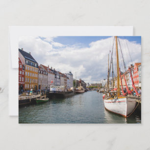 Cartão De Agradecimento Canal com Barcos Copenhague