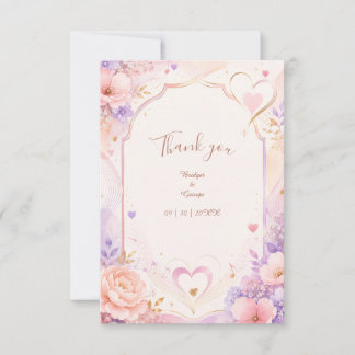 Cartão De Agradecimento Canção de Amor de Noiva Pastel Peônia Romance de C