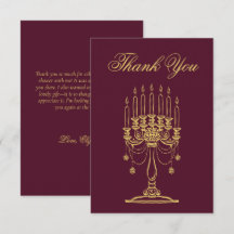 Candelabro Desenhado à Mão em Borgonha e Dourado E