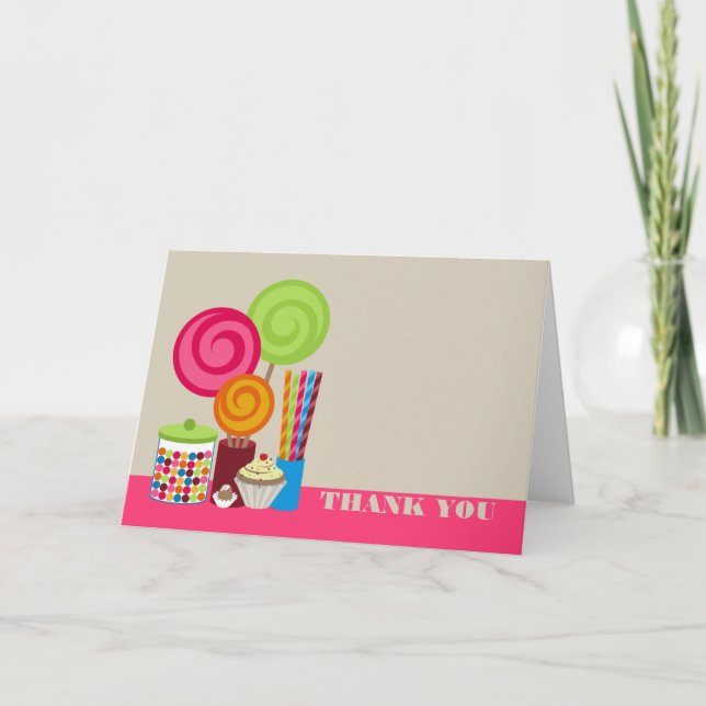 Cartão De Agradecimento Candy & Sweets Thank You Card (Frente)