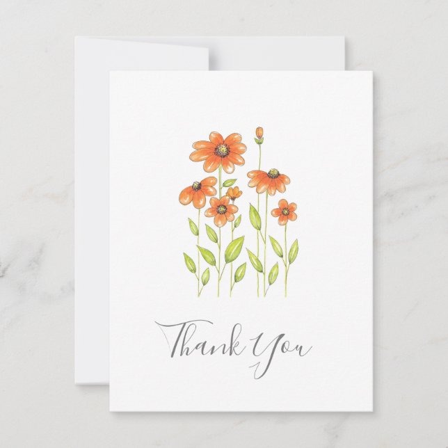 Cartão De Agradecimento Caneta Laranja e marmoreados 2 (Frente)