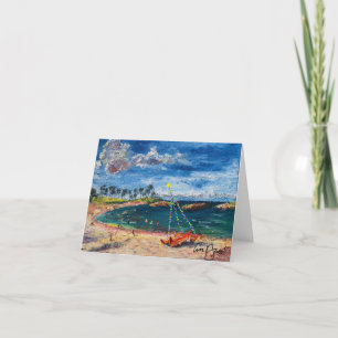 Cartão De Agradecimento Canoa vazio Havaiana Aloha com luzes de Natal