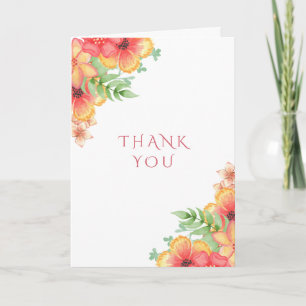 Cartão De Agradecimento Canto de Flores em Aquarela Chic Obrigado