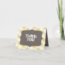 Canvas de Gingham Amarelo e Branco Obrigado Cartõe