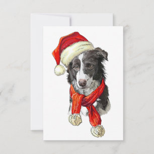 Cartão De Agradecimento Cão Collie da Fronteira de Natal