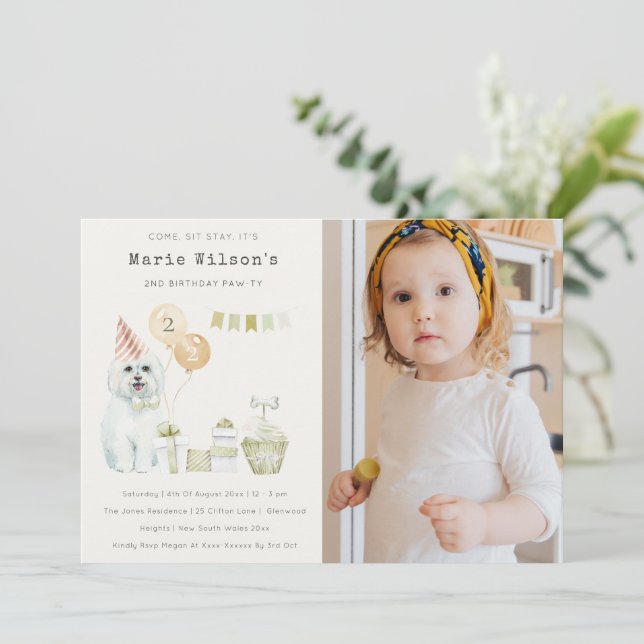 Cartão De Agradecimento Cão Verde Qualquer Festa De Foto De Aniversário De (Em pé/Frente)