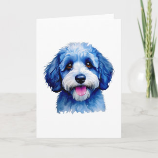 Cartão De Agradecimento Cãozinho de Sheepadoodle sorrindo em azul!