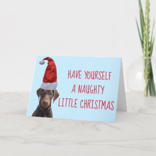 Cartão De Agradecimento Cãozinho Doberman Vermelho bonito Papai Noel de N