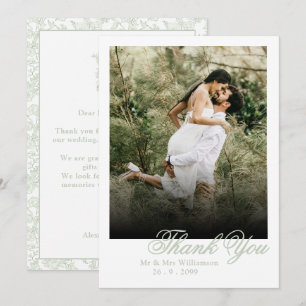 Cartão De Agradecimento Capa Floral Crest Monograma Foto Casamento Elegant