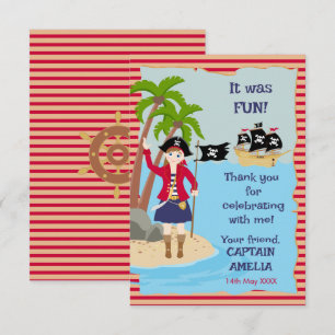Cartão De Agradecimento Capitão da Festa de Aniversário do Navio Pirata