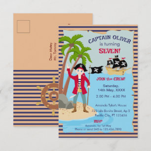 Cartão De Agradecimento Capitão do Festa de Aniversário do Navio Pirata