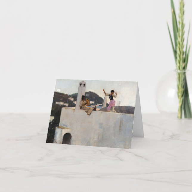 Cartão De Agradecimento Capri Girl no terraço por John Singer Sargent (Frente)