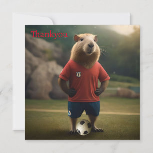Cartão De Agradecimento "Capybara com Ponta de Goal: A Estrela de Futebol