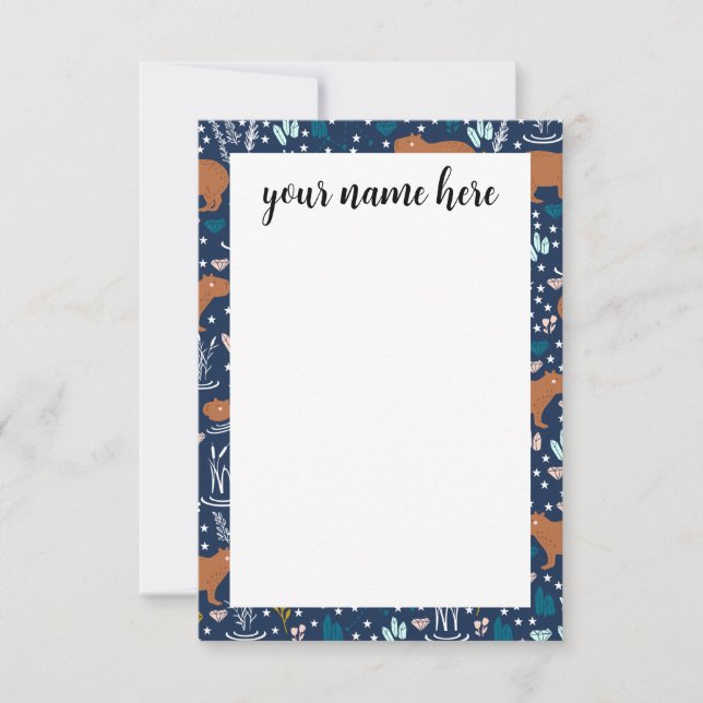 Cartão De Agradecimento Capybara Notecards Personalizada (Frente)