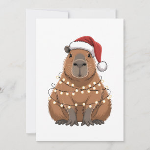 Cartão De Agradecimento Capybara Xmas Correspondendo a Papais noeis Engraç