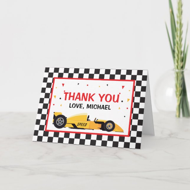 Cartão De Agradecimento Car Racing  Birthday Thank you card (Frente)