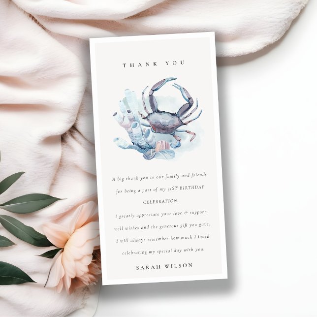 Cartão De Agradecimento Caranguejo Submarino Náutico Qualquer Idade Aniver (Criador carregado)