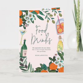 Cartão De Agradecimento Cardápio de Casamento Rosa Limão Italiano Mediterr