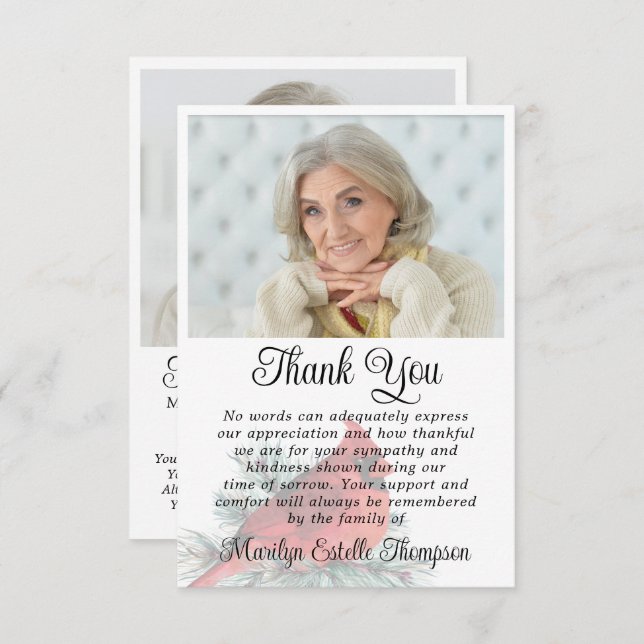 Cartão De Agradecimento Cardinal Funeral Thank You 2 Photos Memorial (Frente/Verso)