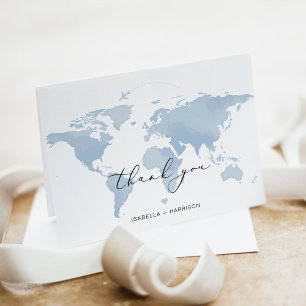 Cartão De Agradecimento CARMEN Destino Mapa Azul de Viagem e Aventura 