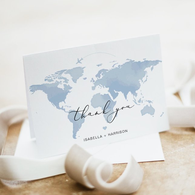 Cartão De Agradecimento CARMEN Destino Viagem Aventura Mapa Azul (Criador carregado)