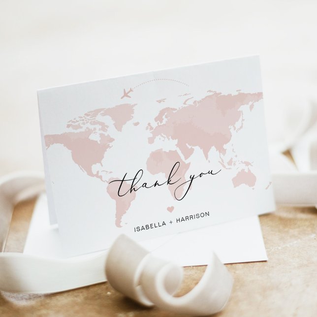 Cartão De Agradecimento CARMEN Destino Viagem Aventura Mapa Rosa  (Criador carregado)