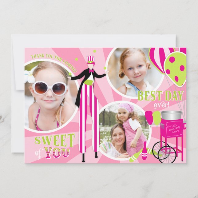 Cartão De Agradecimento Carnaval Passista e Algodão Doce Obrigado 3 (Frente)