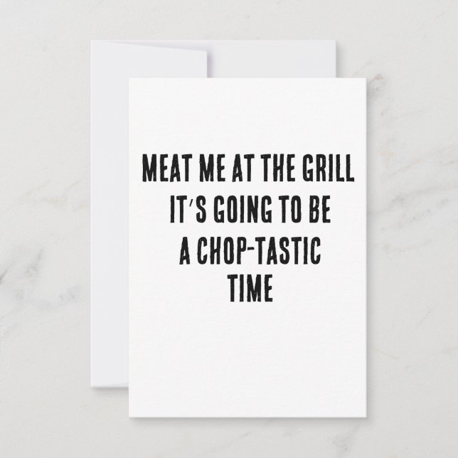 Cartão De Agradecimento Carne-me na grelha - vai ser um chop-tas (Frente)