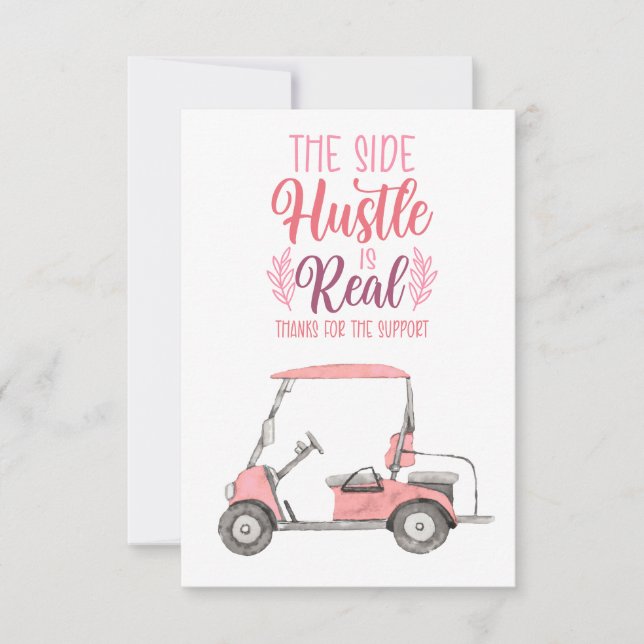 Cartão De Agradecimento Carrinho de Golfe. Obrigado. (Frente)