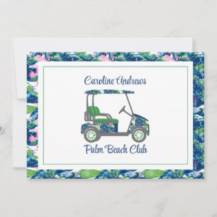 Cartão De Agradecimento Carrinho de Golfe Preppy Golf Palm Beach